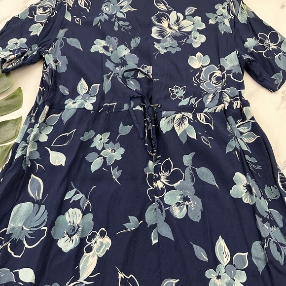 Katy D Womens Vintage 90s Babydoll Dress Size 18 Blue Floral Short Sleeve - Picture 8 of 9